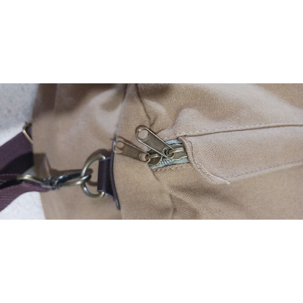 Studio Outdoor Olive Duffel Bag Canvas Faux Trim W Strap Grizzly Bear Graphic
